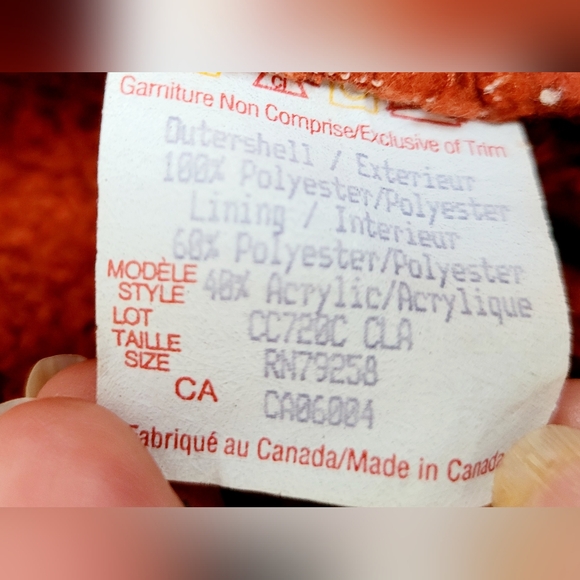 County Clothing Co Canada Faux Suede Sherpa Jacket Full Zip Terracotta Large - Picture 10 of 16